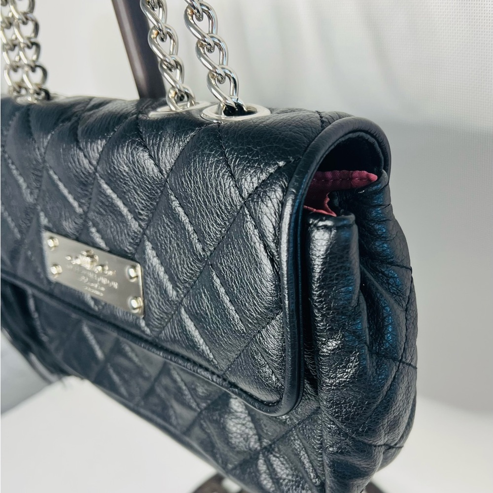 My Flat London LADY BUCKLEY Black Quilted Leather Shoulder Bag $285 Bow Crown - Picture 6 of 11